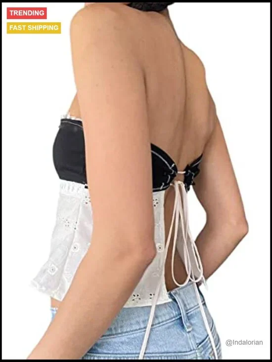 Polyester Tube Top, Strapless Crop, Y2K Retro Style - Picture 4 of 4